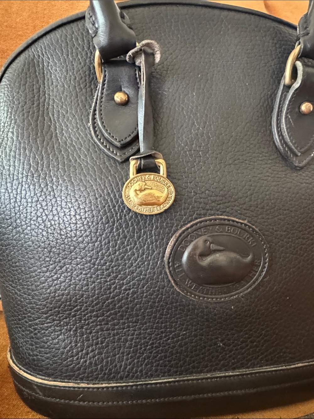 Vintage Dooney & Bourke Norfolk Satchel Navy Blue Leather AWL USA Made - Picture 6 of 10